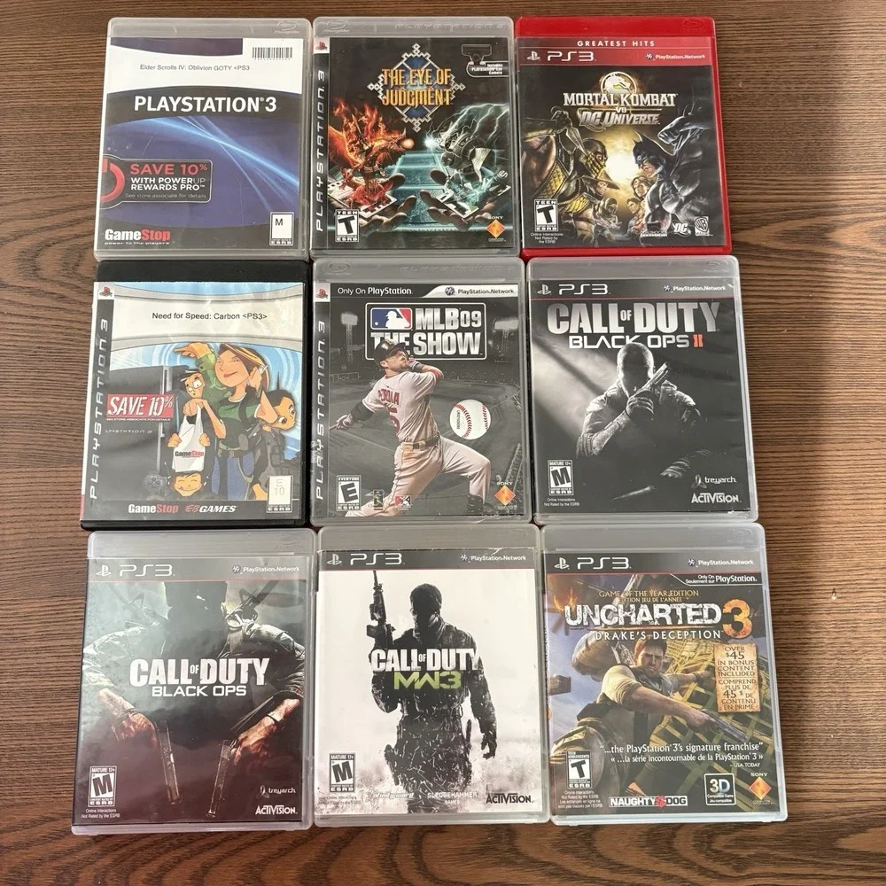 PlayStation 3 Game Lot‎ of 9 Call Of Duty Mortal Combat Oblivion Uncharted 3